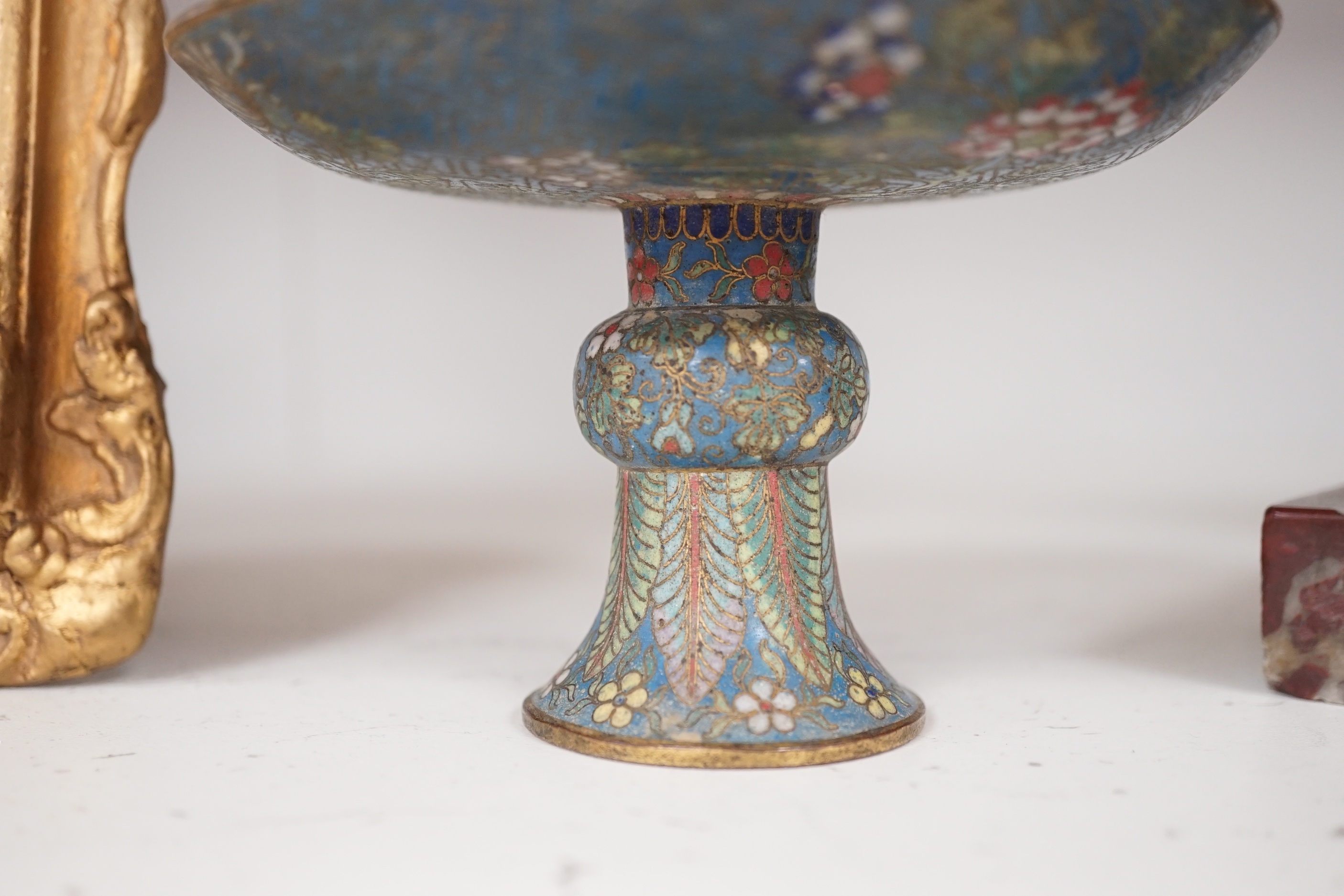 A Chinese cloisonné enamel stem dish, late 19th century, 8cm high